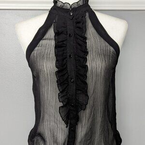 Sheer ruffled tank top